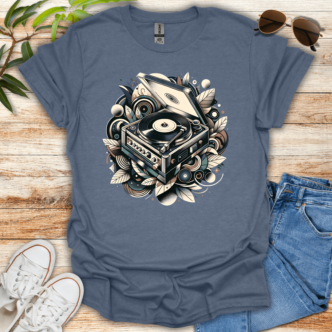 Abstract Record Player Tee