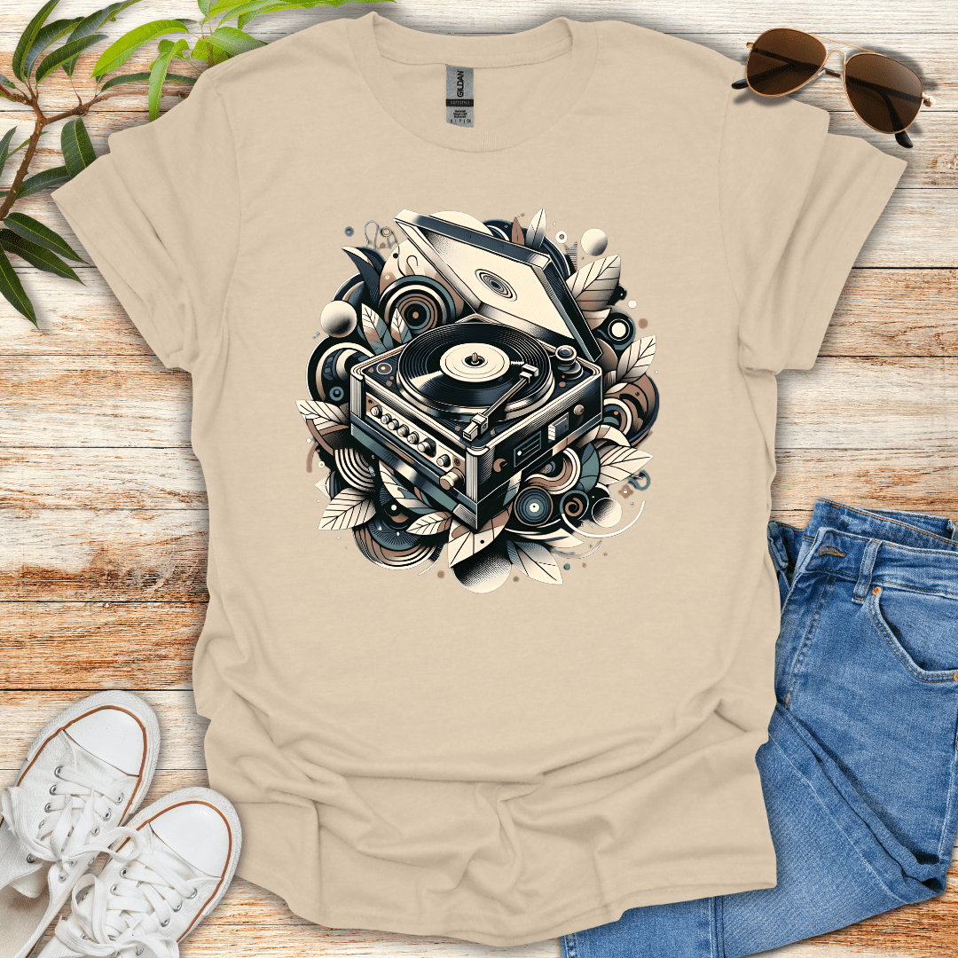 Abstract Record Player Tee
