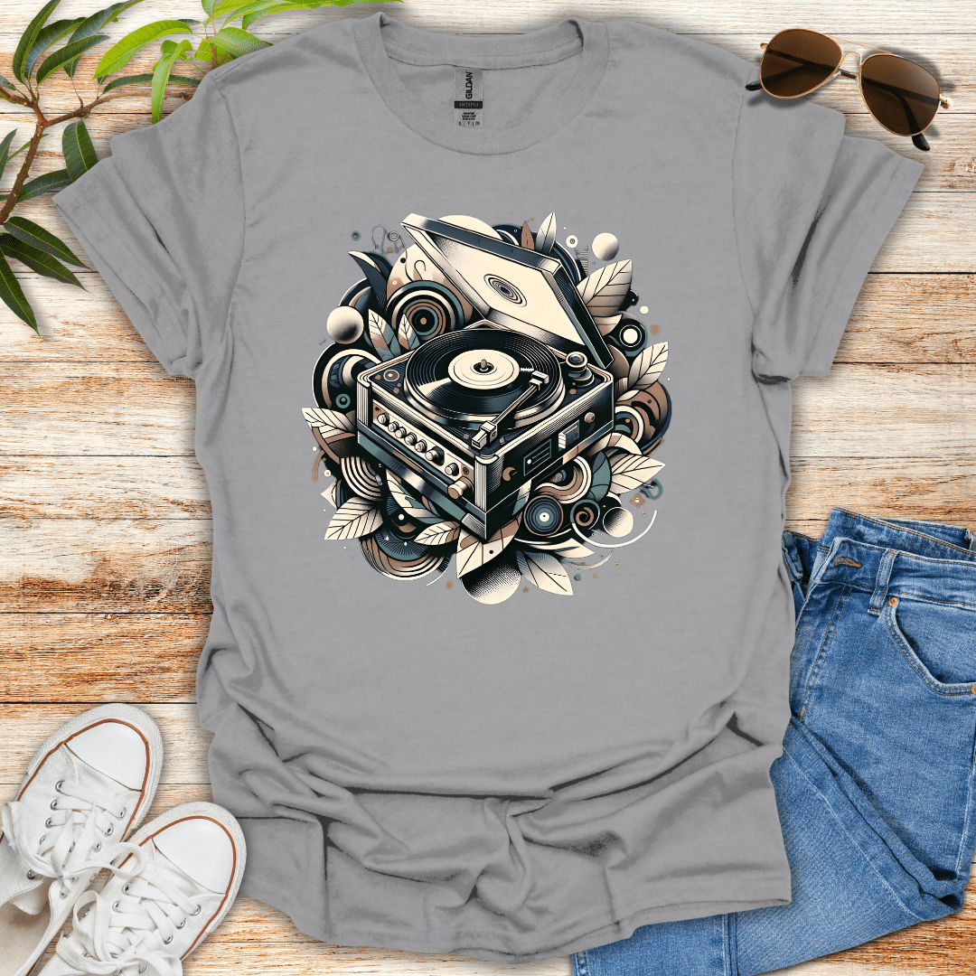 Abstract Record Player Tee