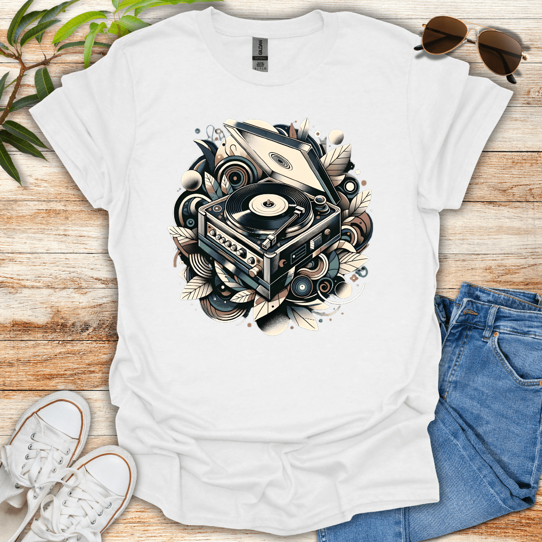 Abstract Record Player Tee